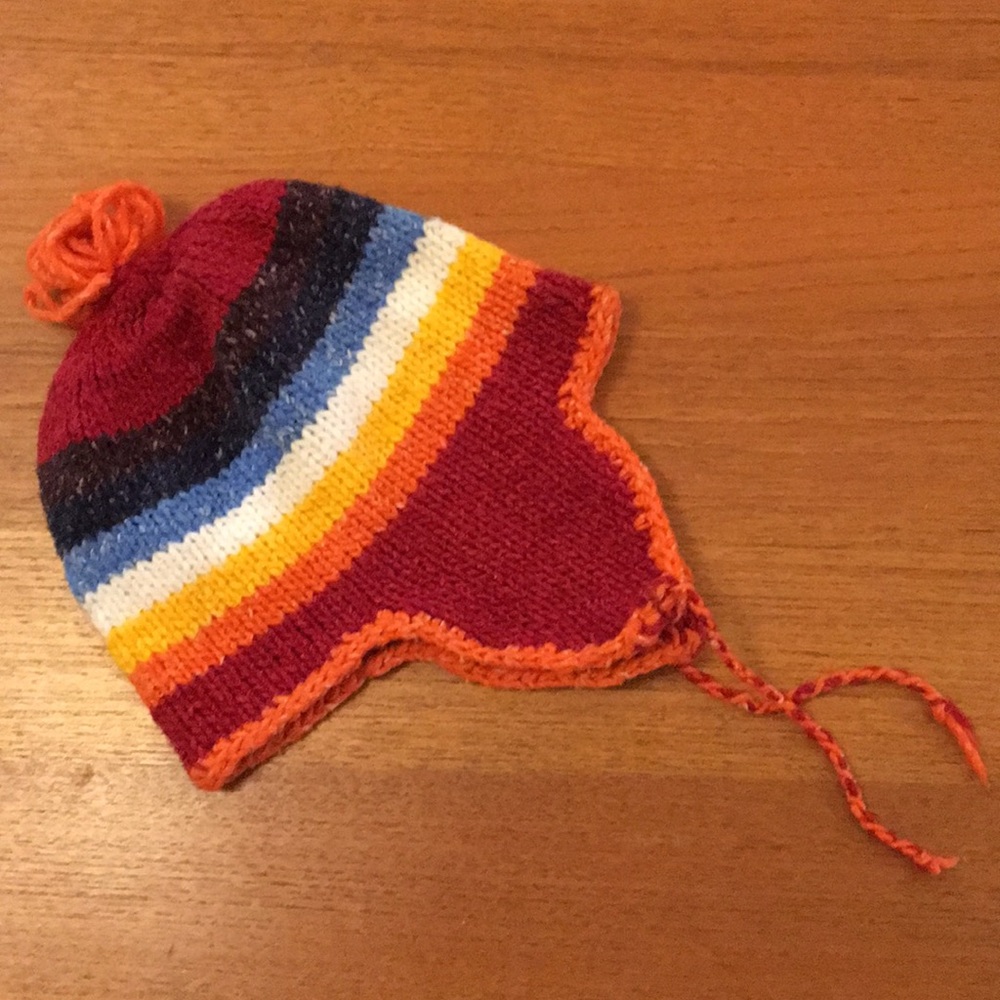 Colorful knit toboggan hat from South America